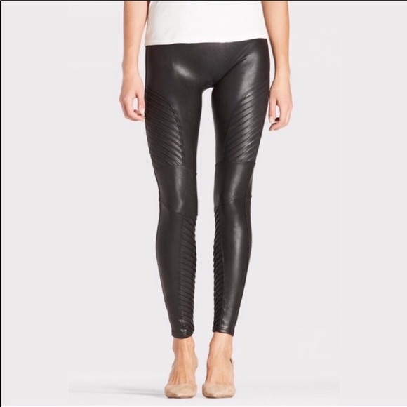 SPANX Pants - Spanx Moto Black Metallic Leggings medium